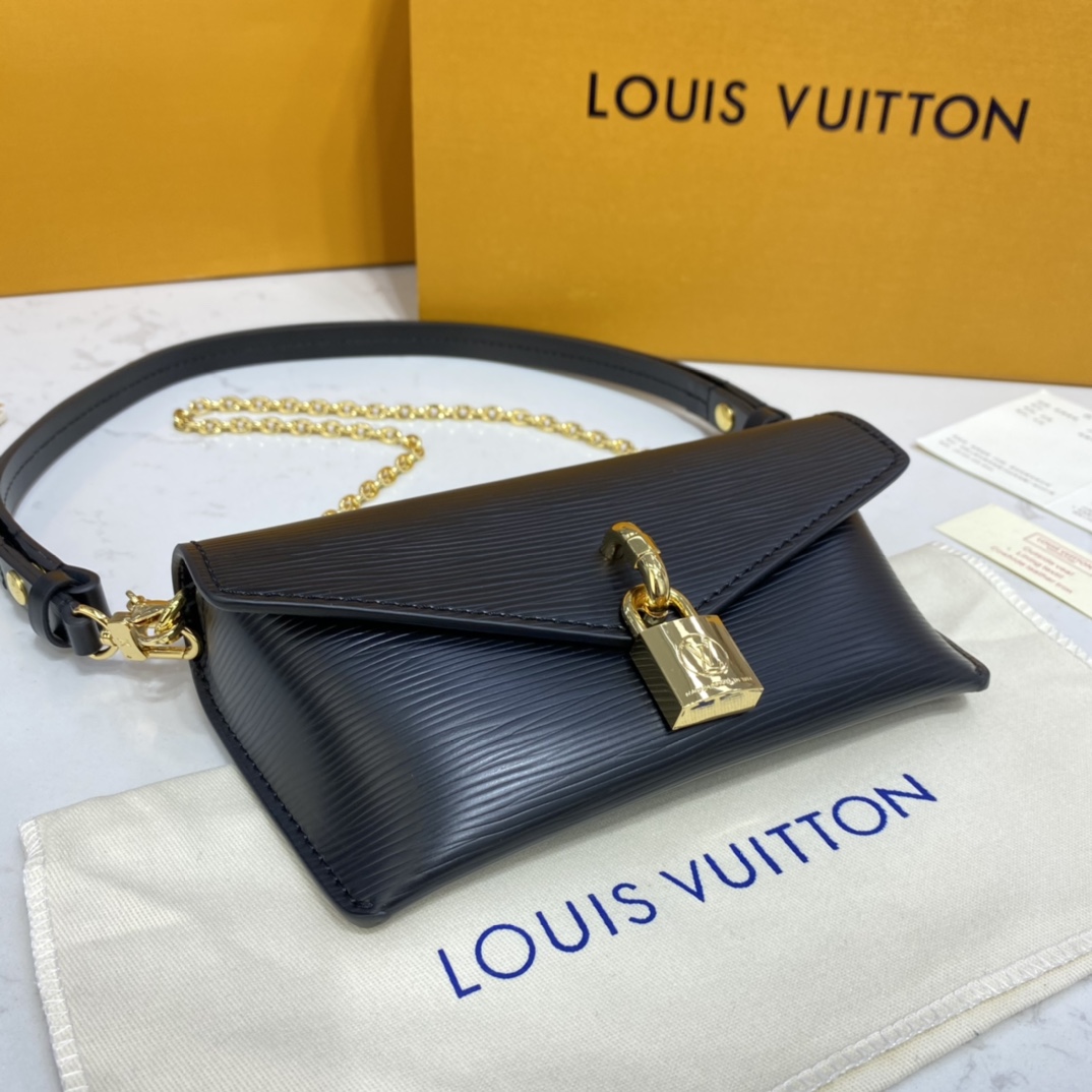 Louis Vuitton PADLOCK ON STRAP Handbag Epi Leather M80682 Black